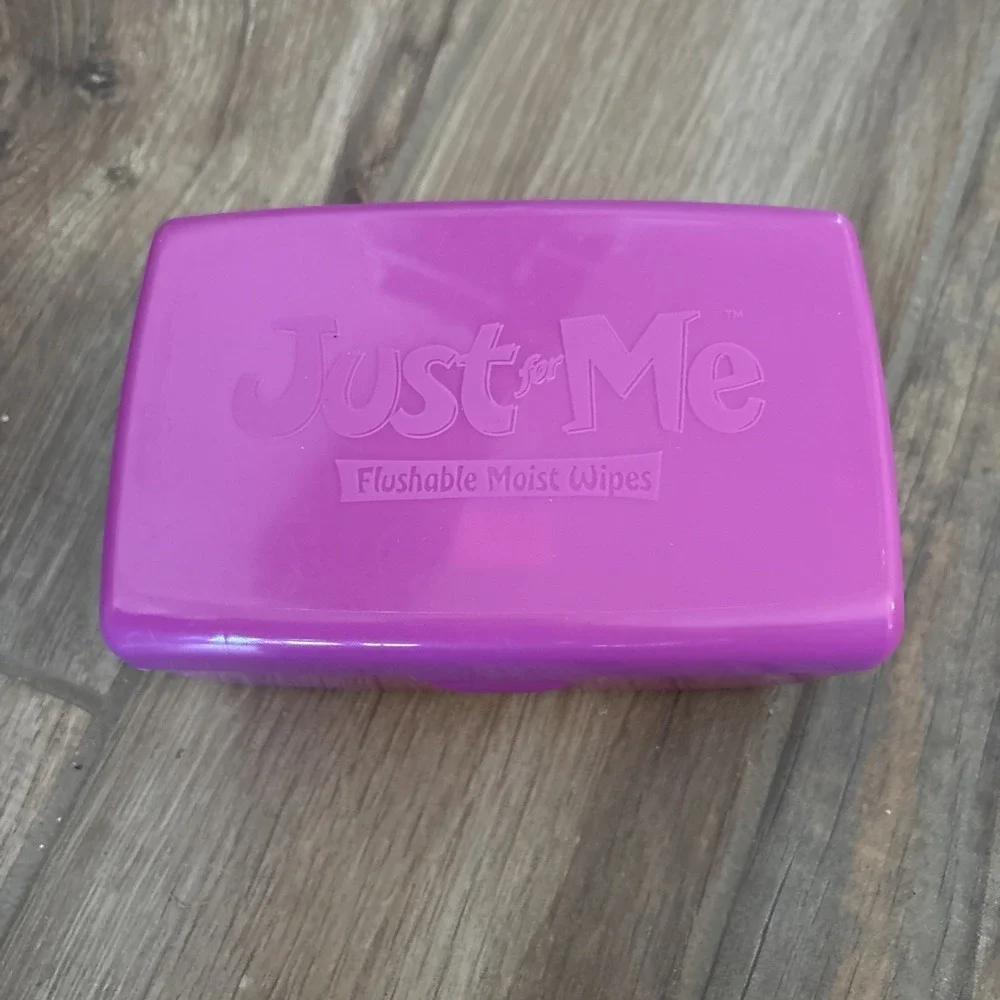 Vintage Pull Ups Just For‎ Kids DRY Flushable Moist Wipes Container purple